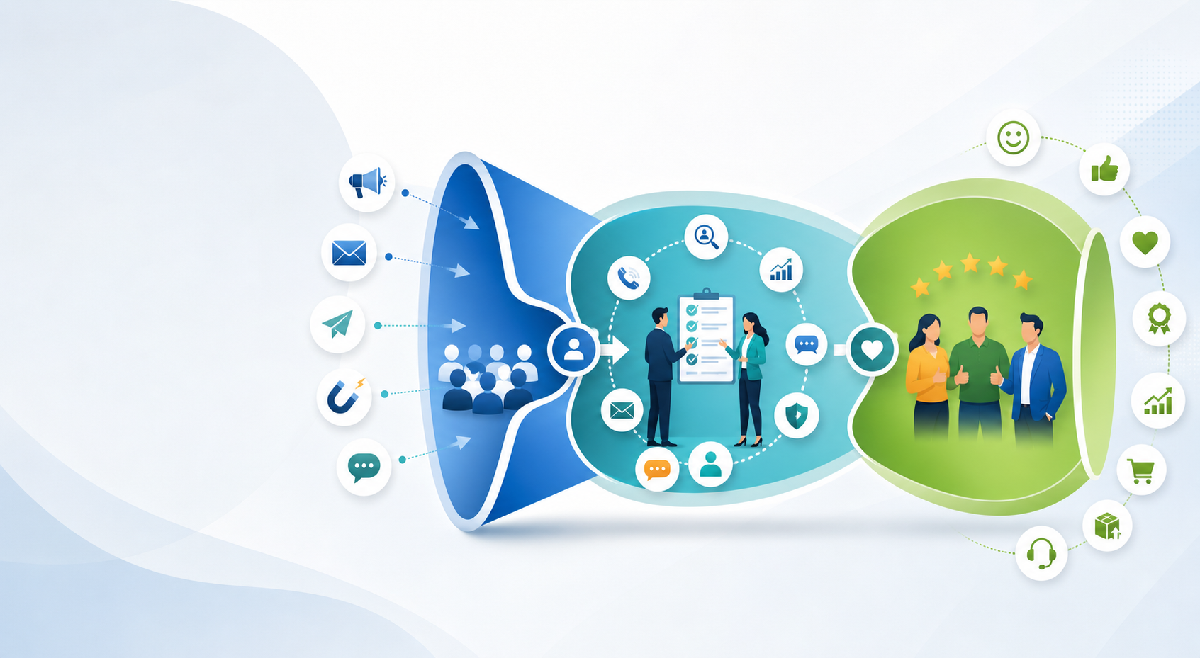 Etapas del proceso comercial y estrategias del viaje del cliente