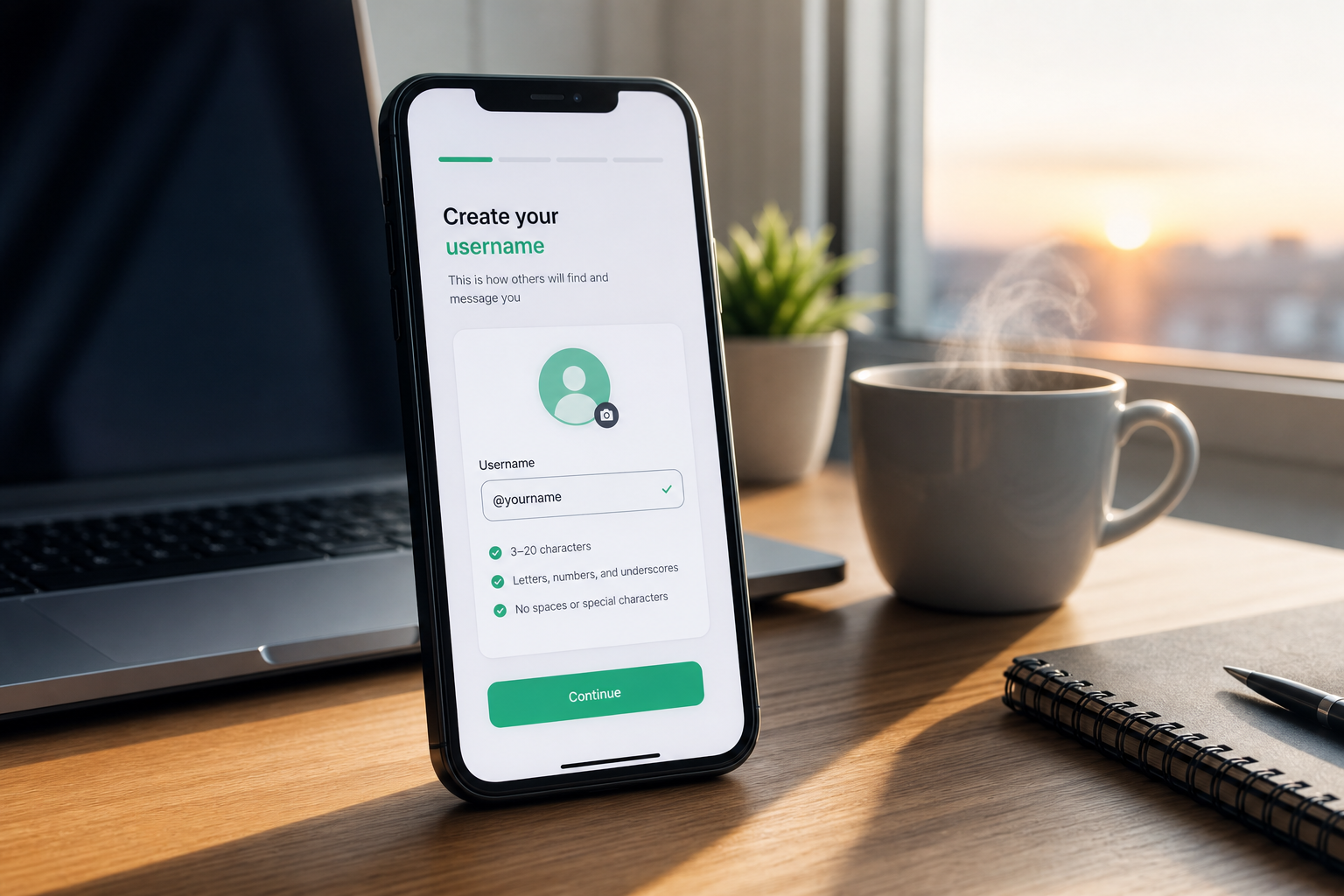 Interfaz de creación de usuarios de WhatsApp